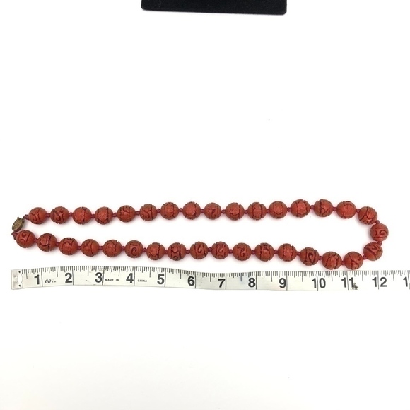 Vintage Cinnabar Chinese Necklace - Picture 3 of 6